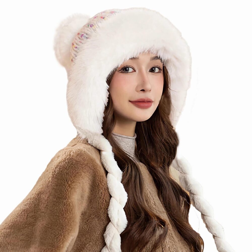 6834 Winter Sherpa Beanie Hats Knit Ear Flaps Peruvian Cover Ears Fleeced